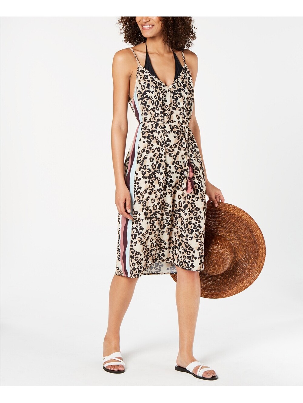 Miken Womens Soft Leopard Printed Cover-Up Dress Size M